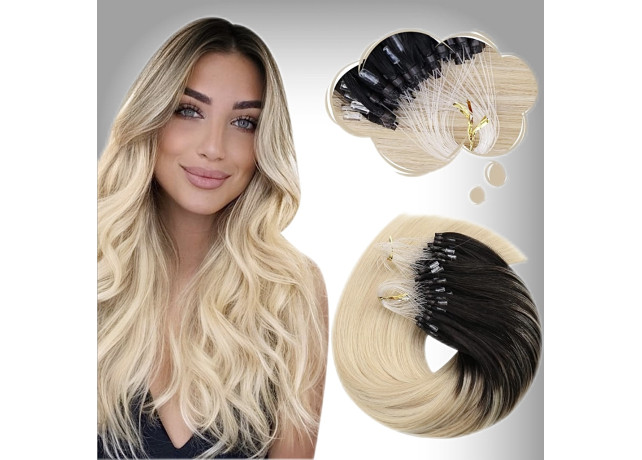 Extensii Microring Russian Hair Ombre #1B/Silver